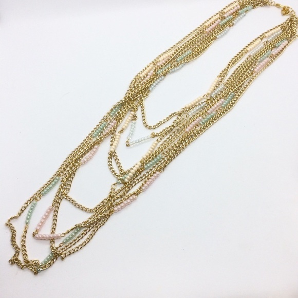 3/$30 MARCIELLI RODRIGUES PASTEL PEARL GOLD LAYERED NECKLACE BEADED BEADS BOHO - Picture 10 of 12